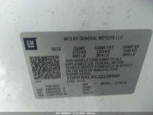 1GKKNXLS1JZ239560 GMC Acadia