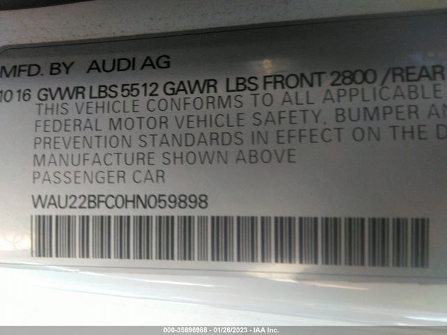 WAU22BFC0HN059898 Audi A7 Prestige
