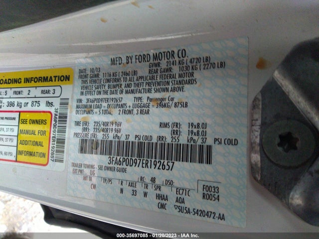 2014 FORD FUSION TITANIUM VIN: 3FA6P0D97ER192657