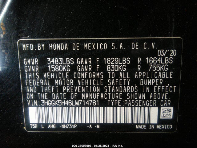 2020 Honda Fit, VIN: 3HGGK5H46LM714781