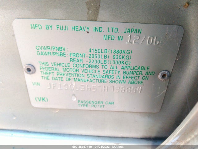 Subaru Forester 2007 JF1SG63657H738854 Image 10