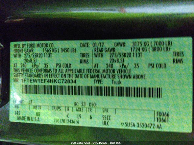 1FTEW1EF4HKC72834 Ford F-150 Xl/xlt/lariat
