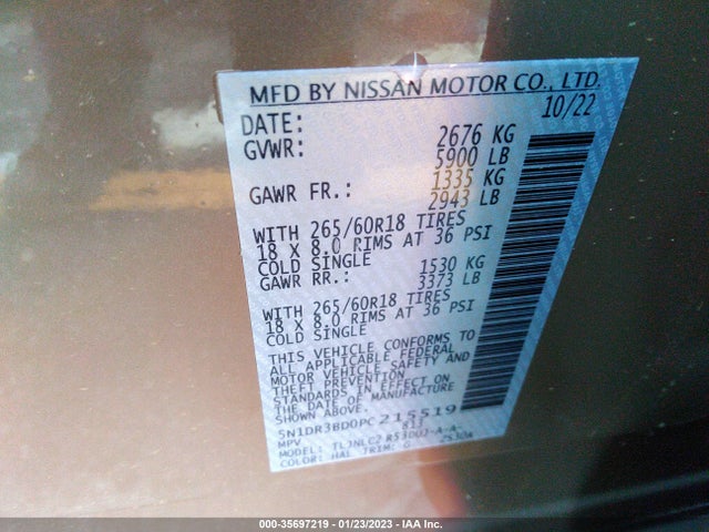 2023 Nissan Pathfinder, VIN: 5N1DR3BD0PC215519