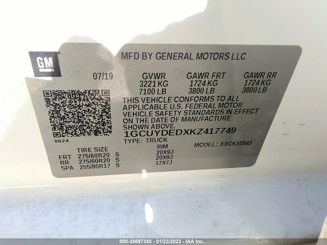 Chevrolet Silverado 1500 Lt 2019 1GCUYDEDXKZ417749 Image 9