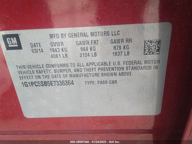 Chevrolet Cruze 1lt 2014 1G1PC5SB5E7336364 Image 11