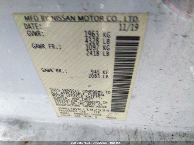 2020 Nissan Altima, VIN: 1N4BL4BV6LC192534