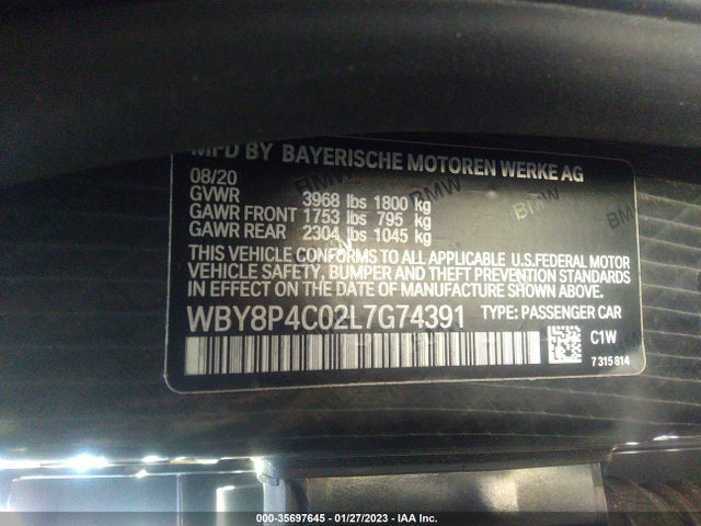2020 BMW i3, VIN: WBY8P4C02L7G74391