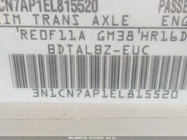 3N1CN7AP1EL815520 Nissan VERSA SV