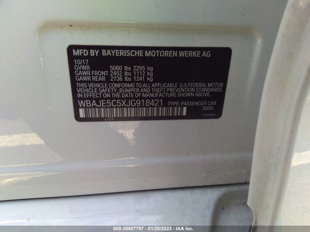 BMW 5 Series 540i 2018 WBAJE5C5XJG918421 Image 9