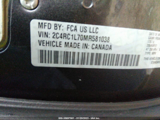 Chrysler Pacifica Hybrid Touring L 2021 аукцион фото