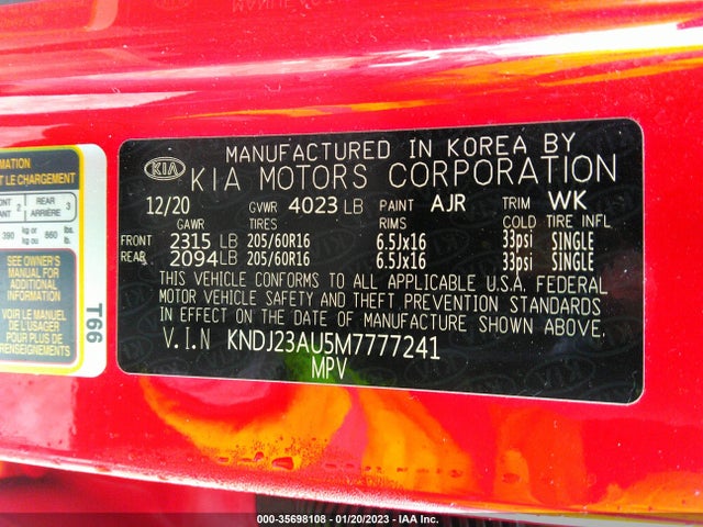 KIA SOUL S 2021 KNDJ23AU5M7777241 Image 9
