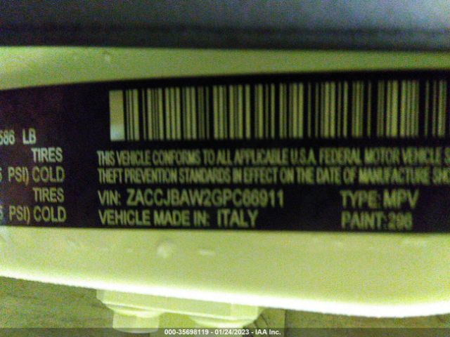 ZACCJBAW2GPC66911 Jeep Renegade Sport