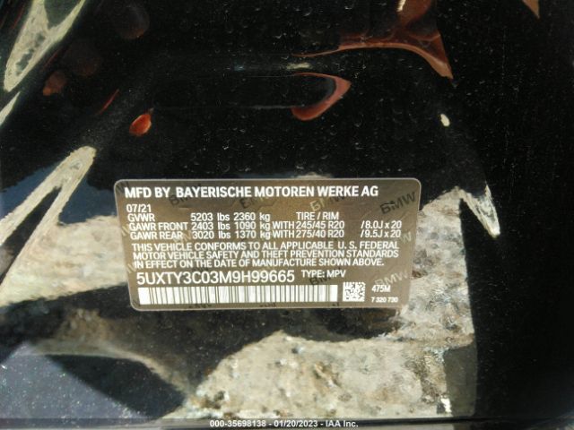 5UXTY3C03M9H99665 BMW X3 Sdrive30i