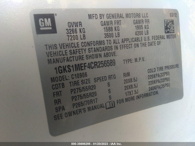 GMC YUKON XL 2012 1GKS1MEF4CR256589 Image 10