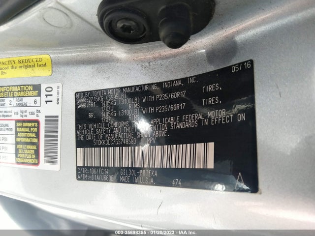 2016 Toyota Sienna, VIN: 5TDKK3DC7GS748583