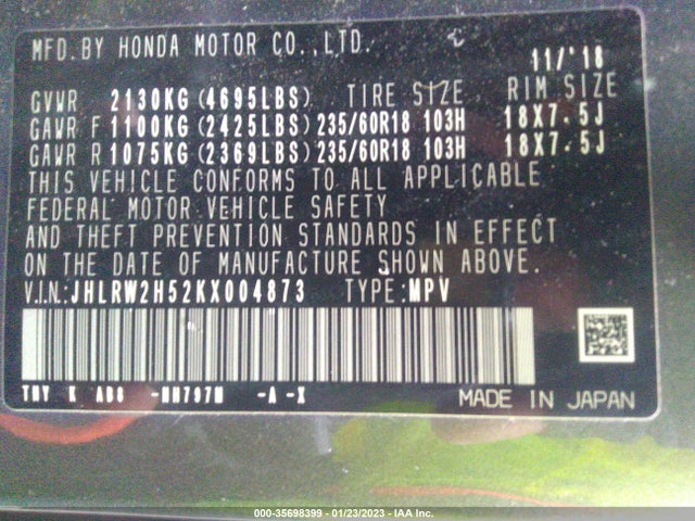Honda CR-V EX 2019 JHLRW2H52KX004873 Image 9