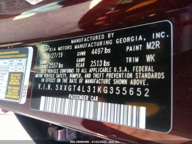 5XXGT4L31KG355652 KIA Optima Lx
