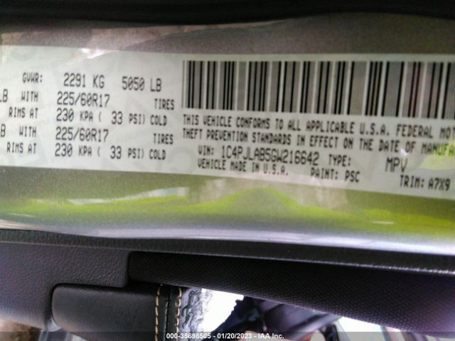 1C4PJLAB5GW216642 Jeep Cherokee Sport