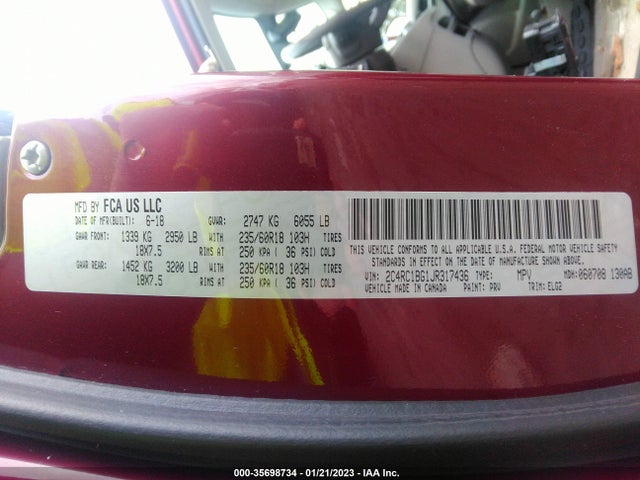 Chrysler Pacifica 2018 2C4RC1BG1JR317436 Image 9