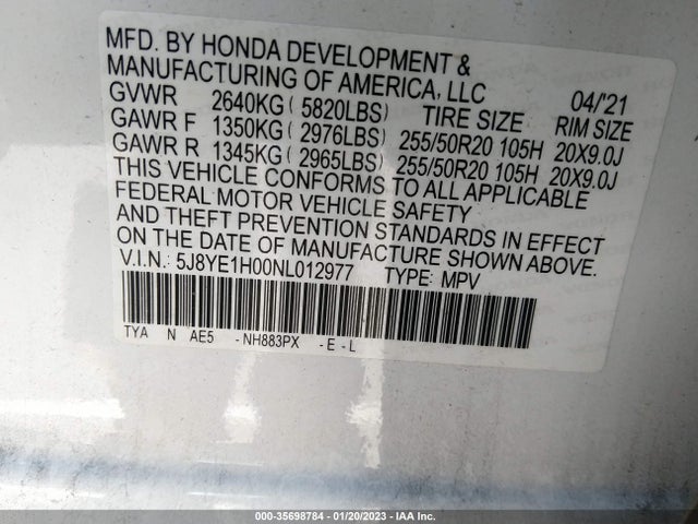 2022 Acura MDX, VIN: 5J8YE1H00NL012977