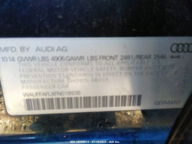 2015 Audi A4, VIN: WAUFFAFLXFN018935