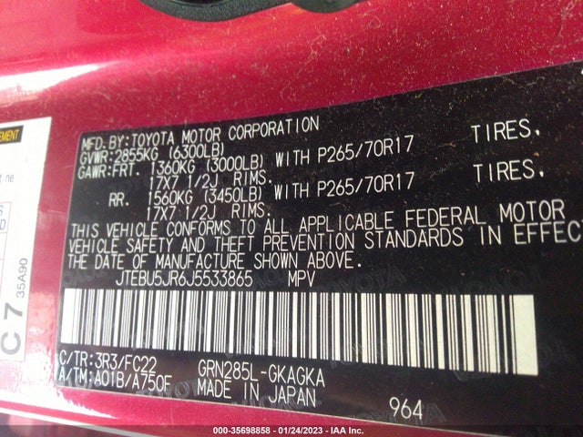 Toyota 4RUNNER SR5 2018 JTEBU5JR6J5533865 Image 10
