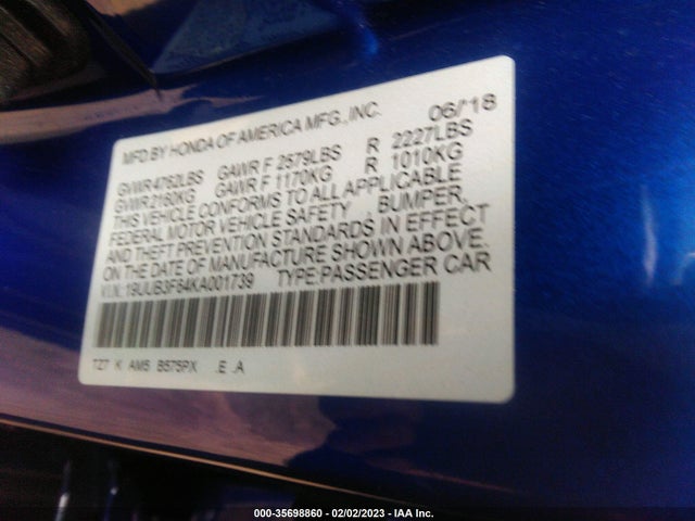 2019 Acura TLX, VIN: 19UUB3F64KA001739
