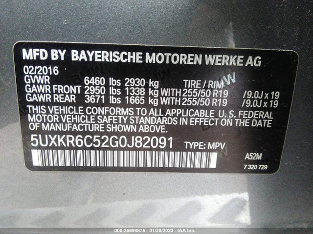 BMW X5 Xdrive50i 2016 5UXKR6C52G0J82091 Image 9