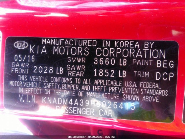 KNADM4A39H6026415 KIA RIO LX