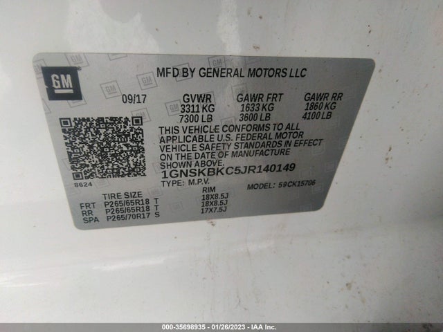 Chevrolet Tahoe Lt 2018 1GNSKBKC5JR140149 Image 9