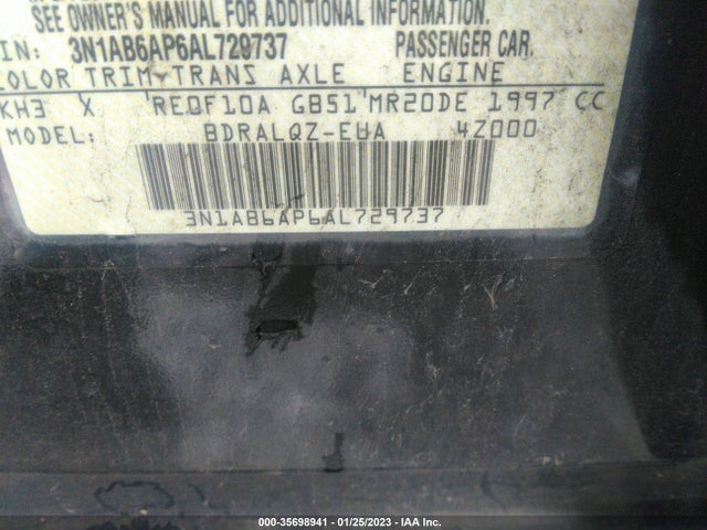 2010 NISSAN SENTRA 2.0 VIN: 3N1AB6AP6AL729737
