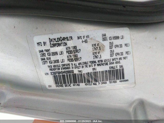 2C8GF68454R298692 Chrysler Pacifica