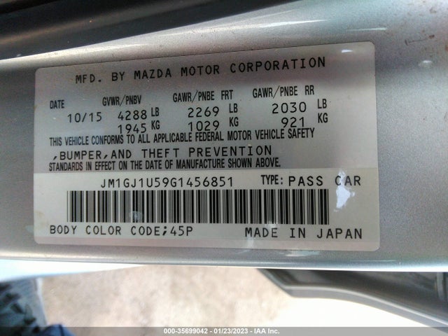 2016 Mazda 6, VIN: JM1GJ1U59G1456851