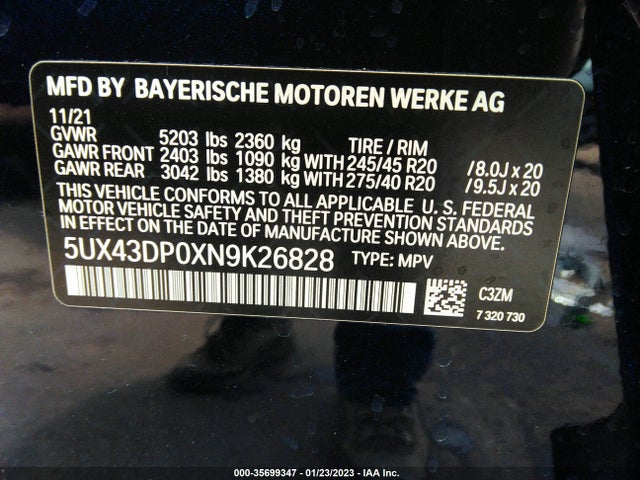 BMW X3 Sdrive30i 2022 аукцион фото
