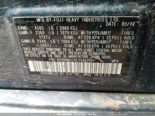 4S4BRBCC9E3298260 Subaru Outback 2.5i Premium