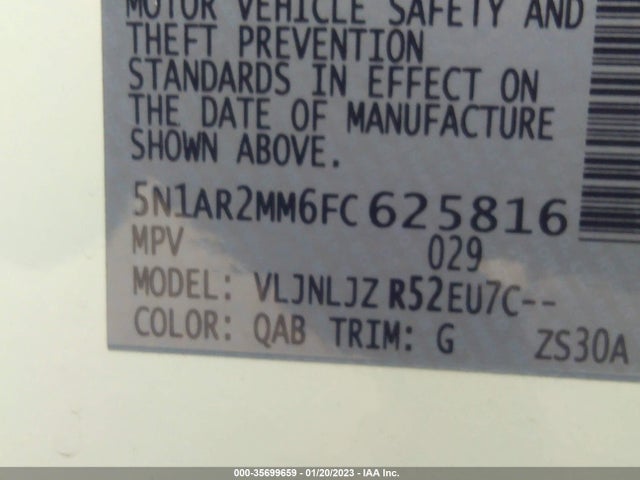 Nissan Pathfinder Platinum 2015 5N1AR2MM6FC625816 Image 10