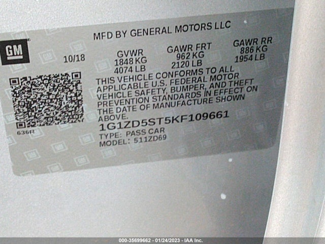 Chevrolet MALIBU LT 2019 1G1ZD5ST5KF109661 Image 9
