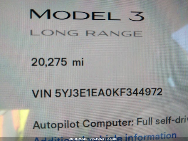 Tesla Model 3 Range 2019 5YJ3E1EA0KF344972 Image 8