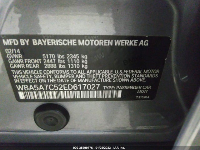 BMW 5 Series 528i Xdrive 2014 WBA5A7C52ED617027 Image 9