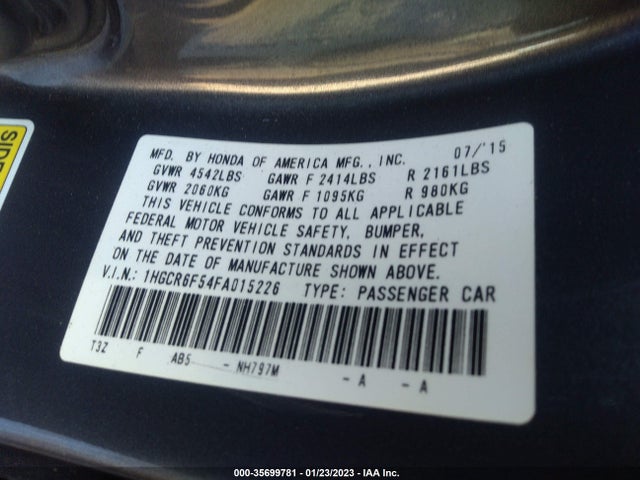 2015 Honda Accord, VIN: 1HGCR6F54FA015226