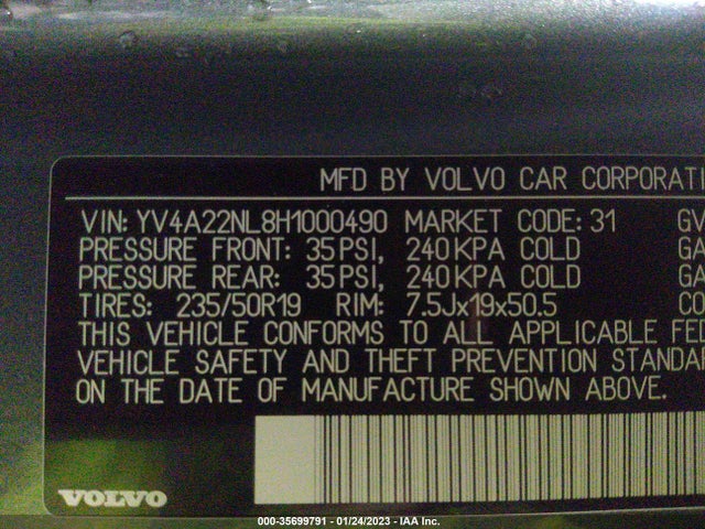 2017 Volvo V90, VIN: YV4A22NL8H1000490