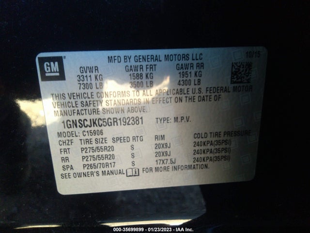 Chevrolet Suburban Ltz 2016 1GNSCJKC5GR192381 Image 10