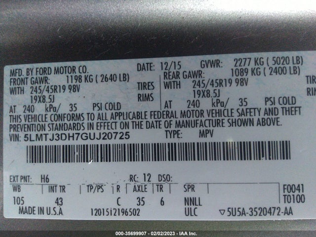 Lincoln MKC 2016 5LMTJ3DH7GUJ20725 Image 9