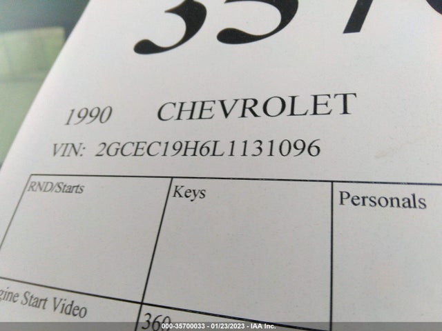 1990 CHEVROLET GMT-400 C1500 VIN: 2GCEC19H6L1131096