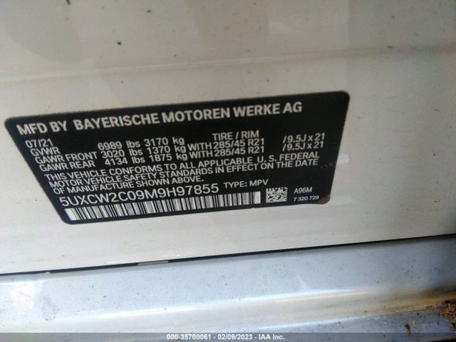 BMW X7 Xdrive40i 2021 5UXCW2C09M9H97855 Image 10