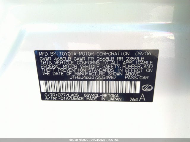 JTHBJ46G372054987 Lexus ES 350