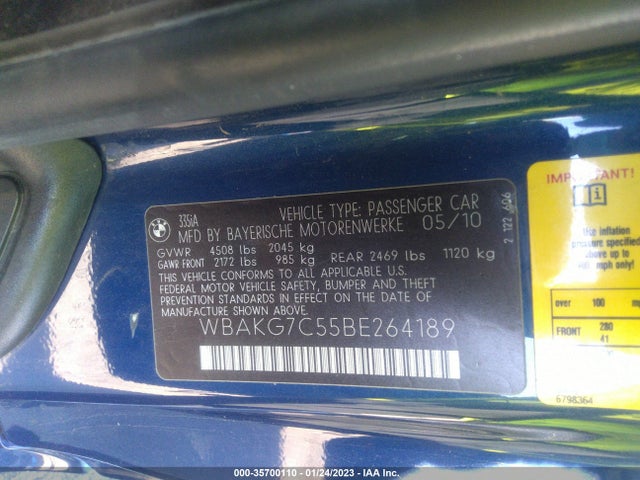 2011 BMW 3 SERIES 335I VIN: WBAKG7C55BE264189