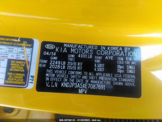 KNDJP3A5XE7087691 KIA SOUL +