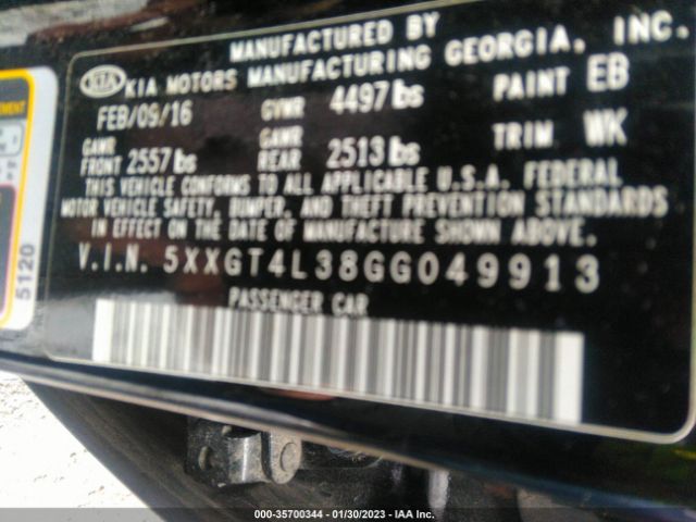 5XXGT4L38GG049913 KIA Optima Lx