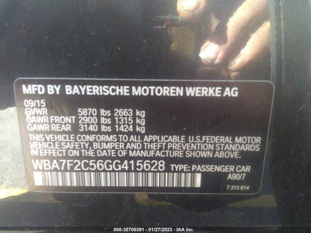 BMW 7 Series 750i Xdrive 2016 WBA7F2C56GG415628 Image 10